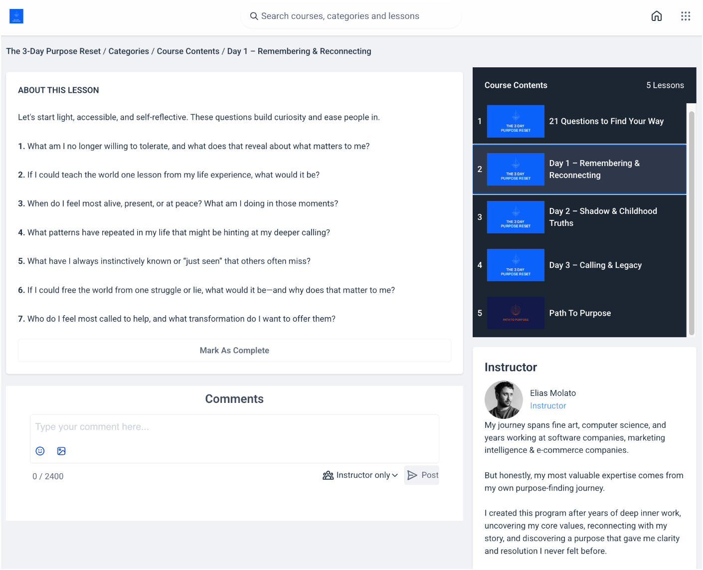 Generic course portal